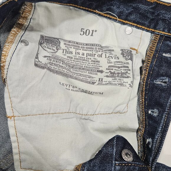Levi’s 501 Men’s Original Fit Button Fly Jeans W27 L32 Dark Wash - Picture 7 of 10